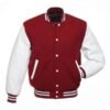 Cardinal Woo White Leather Varsity Jacket