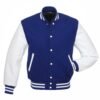 Royal Wool and White Leather Varsity Jacket